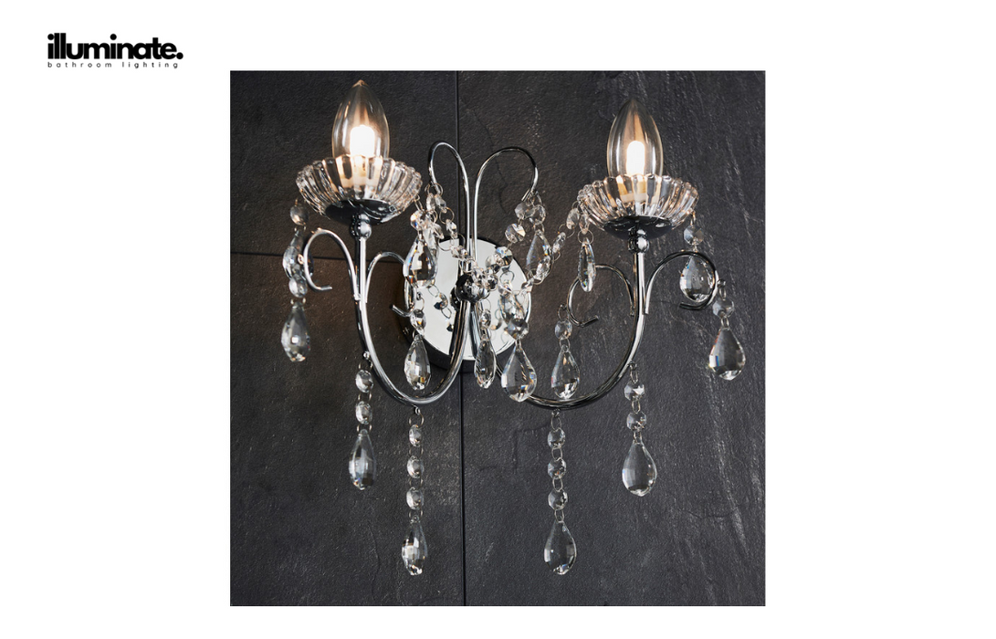 Illuminate - Rubric - 2 Arm Chandelier Wall Light - Chrome