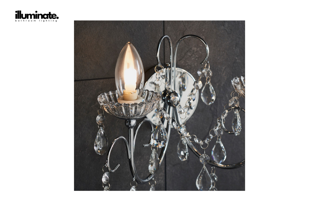 Illuminate - Rubric - 2 Arm Chandelier Wall Light - Chrome