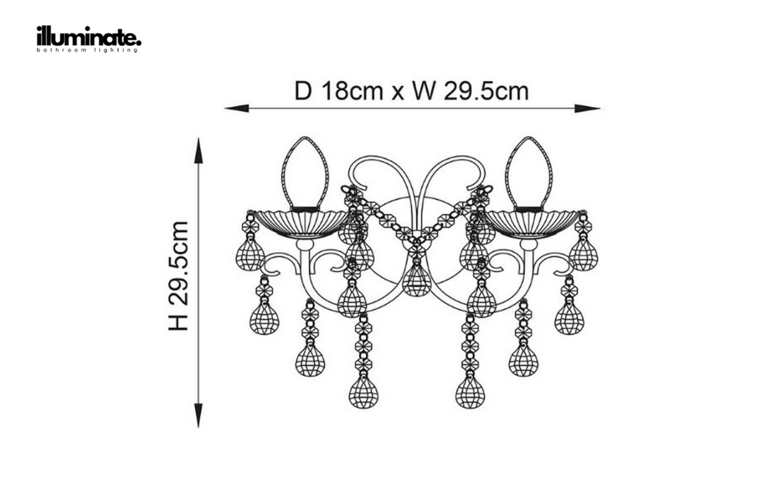 Illuminate - Rubric - 2 Arm Chandelier Wall Light - Chrome