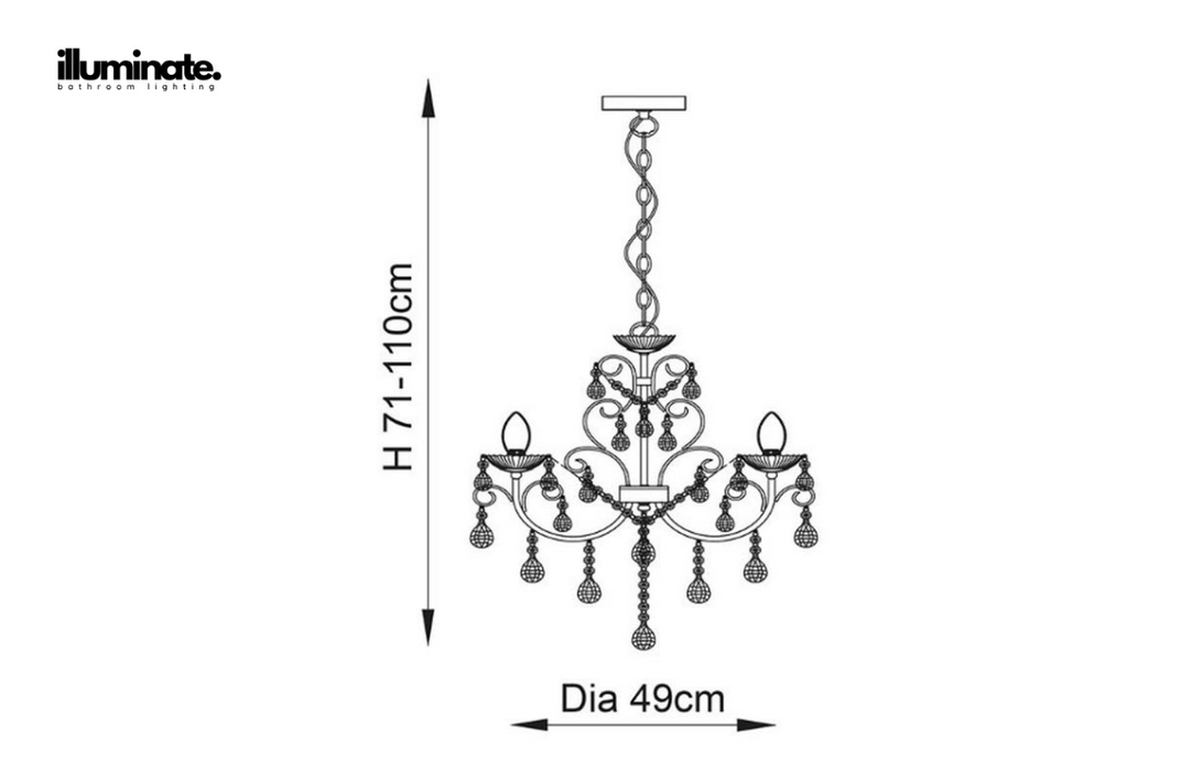 Illuminate - Rubric - 5 Arm Chandelier Ceiling Light - Chrome