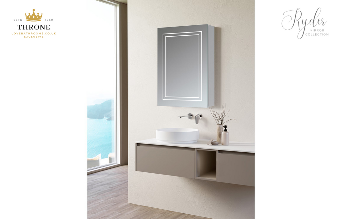 Throne - Ryder - 500mm 1 Door Front-Lit LED Bathroom Mirror Cabinet