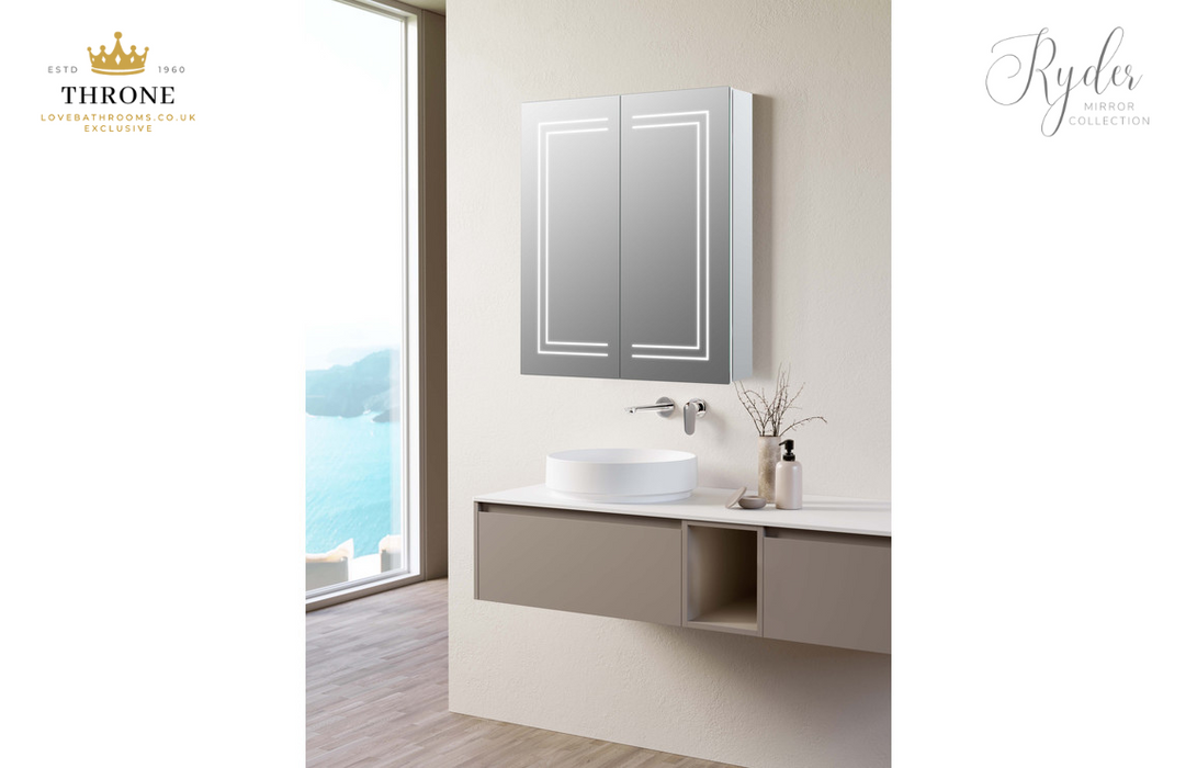 Throne - Ryder - 600mm 2 Door Front-Lit LED Bathroom Mirror Cabinet