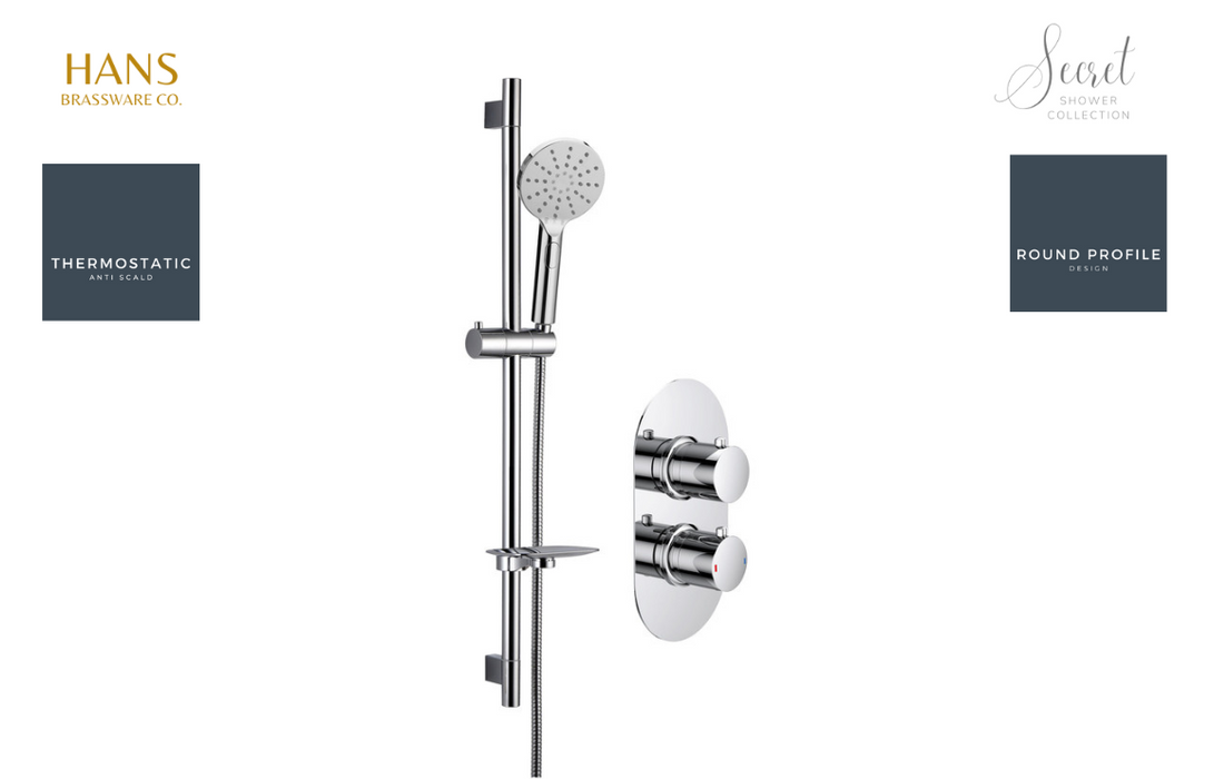 Hans Brassware Co. - Secret Shower Pack One - Twin Control Single Outlet Shower Valve Kit Round - w/Riser Kit