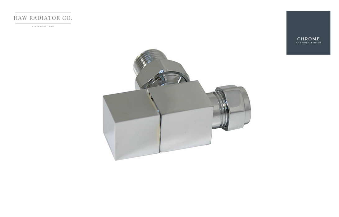 HAW Rad Co. - Square Chrome Radiator Valves - Angled