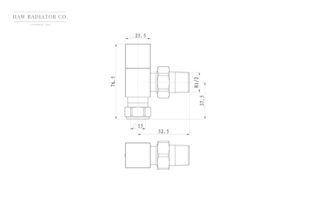 HAW Rad Co. - Square Chrome Radiator Valves - Angled