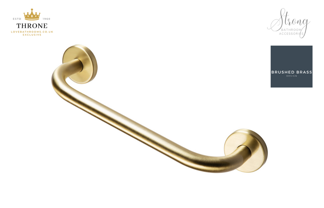 Throne - Strong - Straight 330mm Grab Rail - Brushed Brass Bathroom Accessory