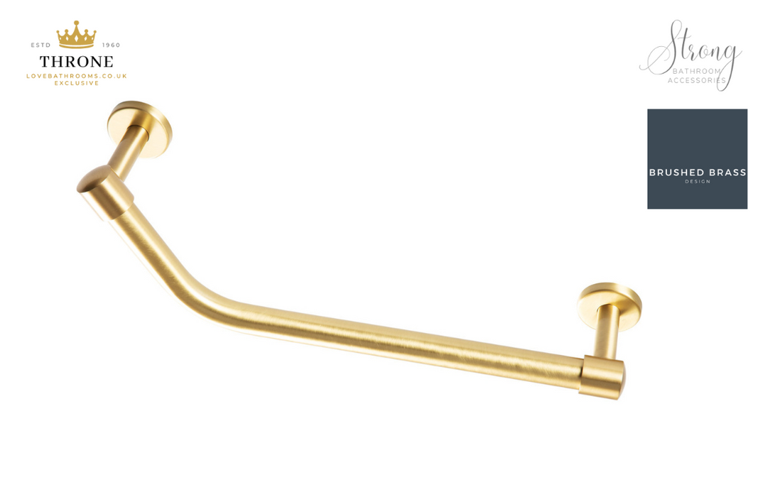 Throne - Strong - Angled 475mmm Grab Rail - Brushed Brass Bathroom Accessory