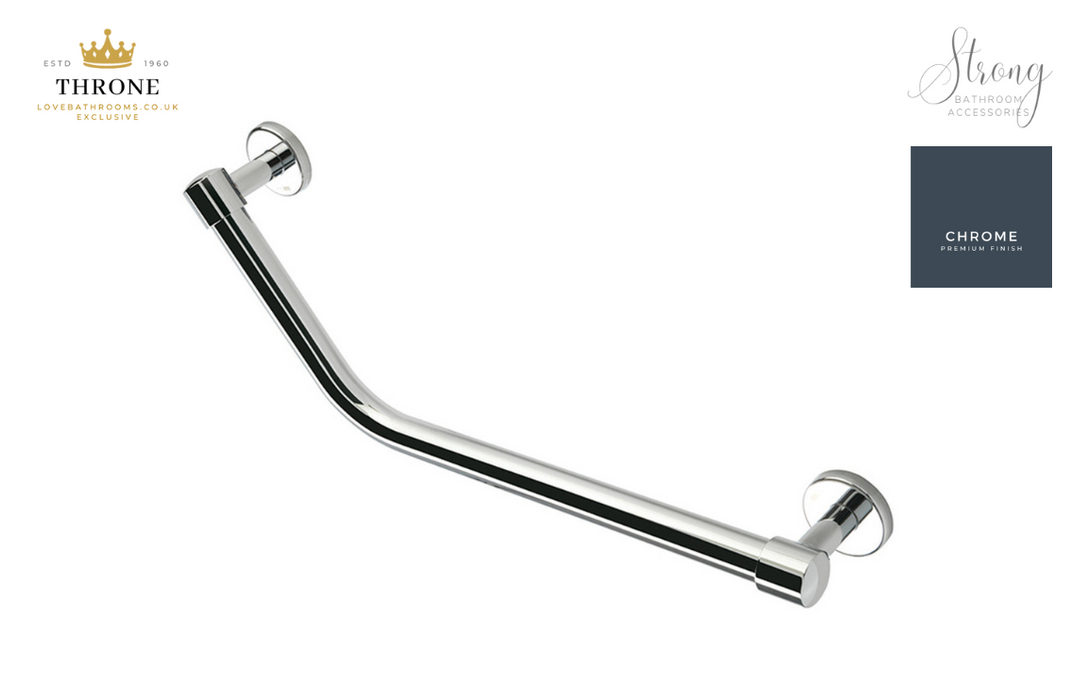 Throne - Strong - Angled 475mm Grab Rail - Chrome Bathroom Accessory