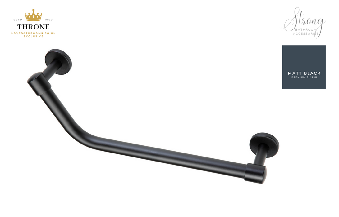 Throne - Strong - Angled 75mm Grab Rail - Matt Black Bathroom Accessory