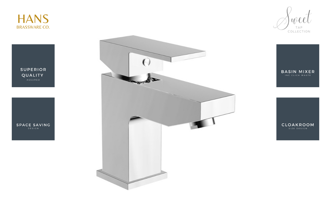 Hans Brassware Co. - Sweet - Cloakroom Basin Mixer Bathroom Tap & Click Clack Waste - Chrome