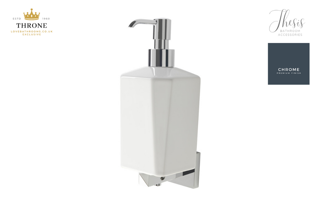 Throne - Thesis - Wall Mounted Soap Dispenser - Chrome & White Bathroom Accessory