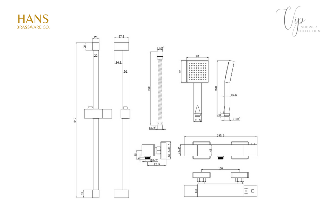 Hans Brassware Co. - VIP - Cool Touch Thermostatic Bar Valve Mixer Shower