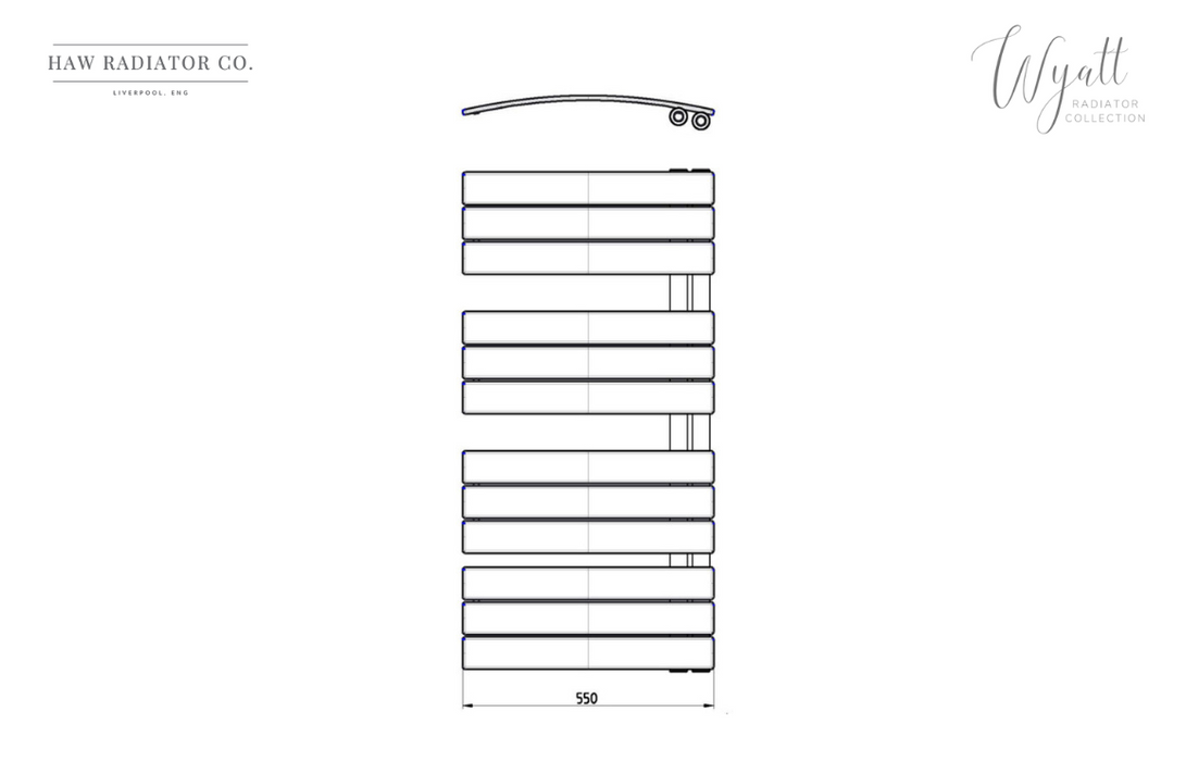 HAW Rad Co. - Wyatt - Designer Curved Square Ladder Radiator - 550x1080mm - Chrome