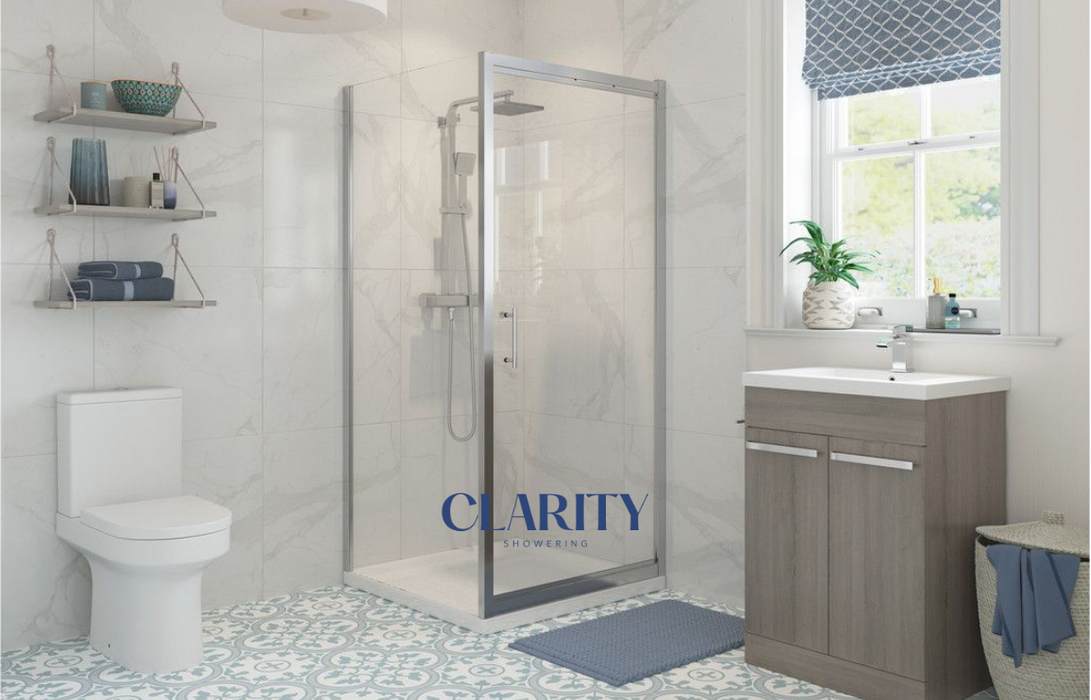 Clarity Showering - Kiss - 760mm Infold Shower Door - Chrome Frame