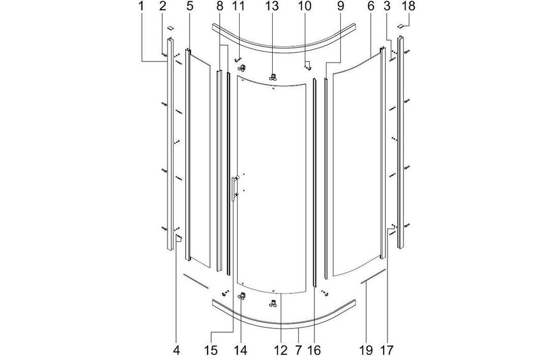 Clarity Showering - Kiss - 900mm 1 Door Quadrant Shower Cubicle - Chrome Frame