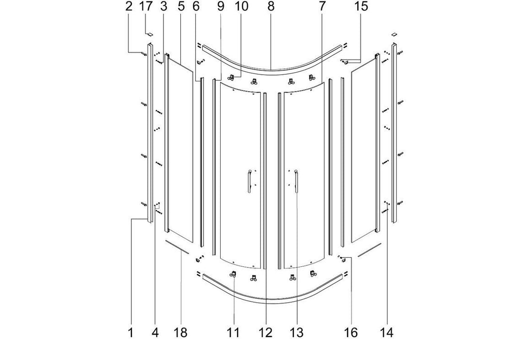 Clarity Showering - Kiss - 800mm 2 Door Quadrant Shower Cubicle - Chrome Frame