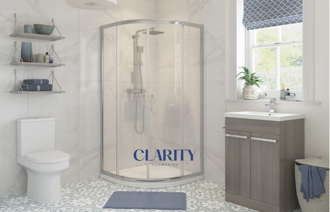 Clarity Showering - Kiss - 800mm 2 Door Quadrant Shower Cubicle - Chrome Frame