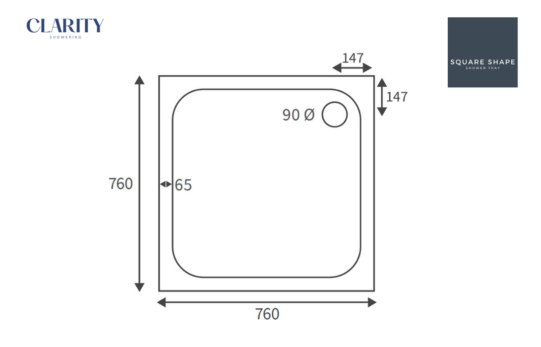 Clarity Showering - Deluxe Slimline Shower Tray - Square - Various Sizes