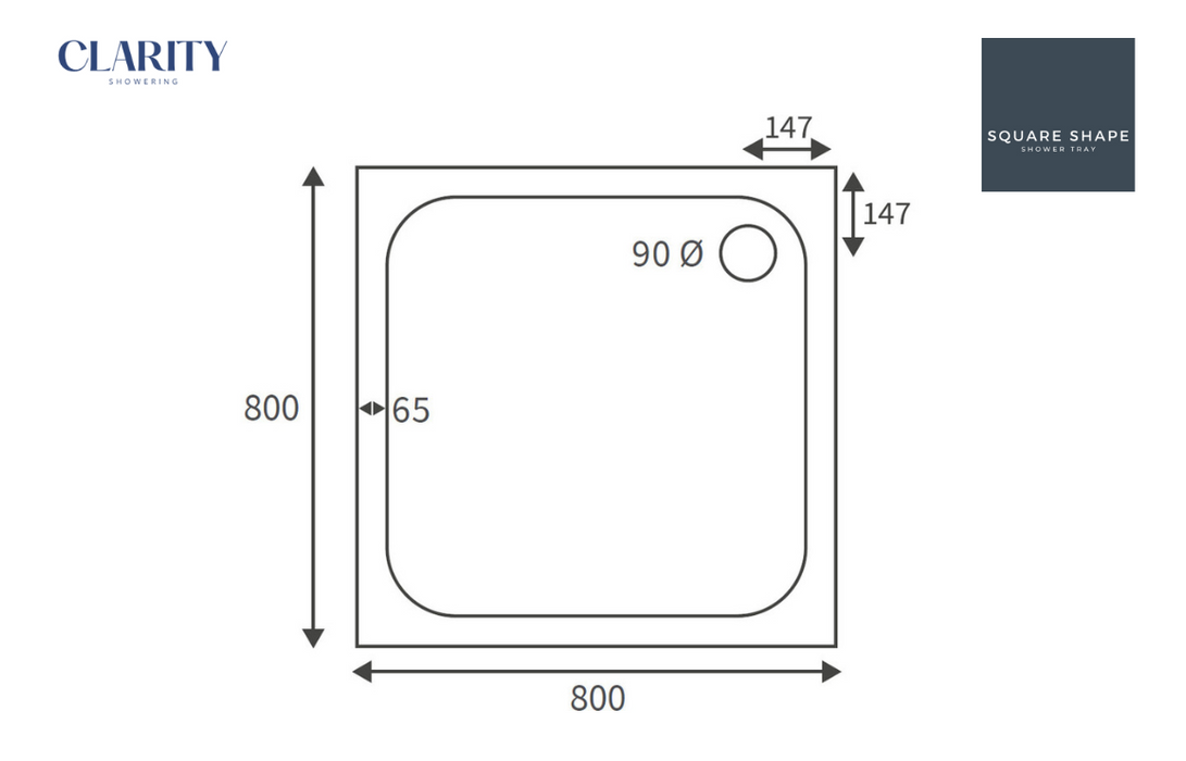 Clarity Showering - Deluxe Slimline Shower Tray - Square - Various Sizes