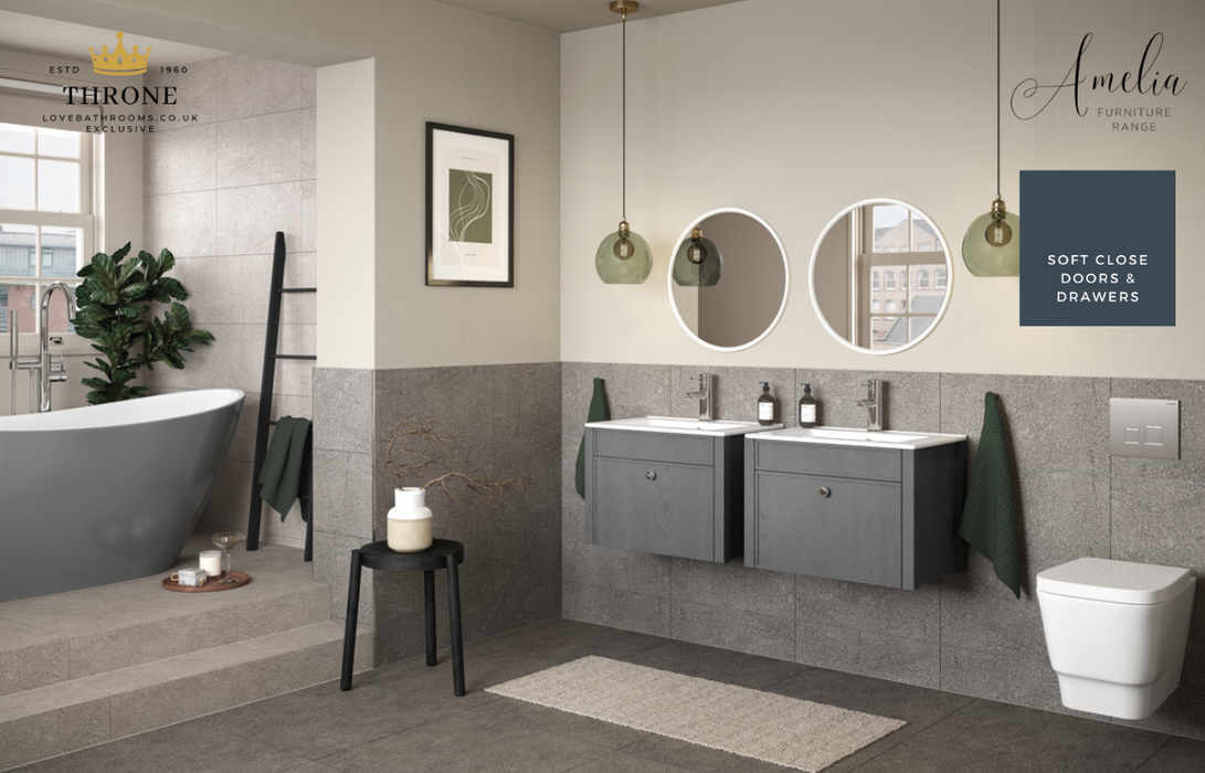 Throne - Amelia - Round Bathroom Mirror - Grey Ash