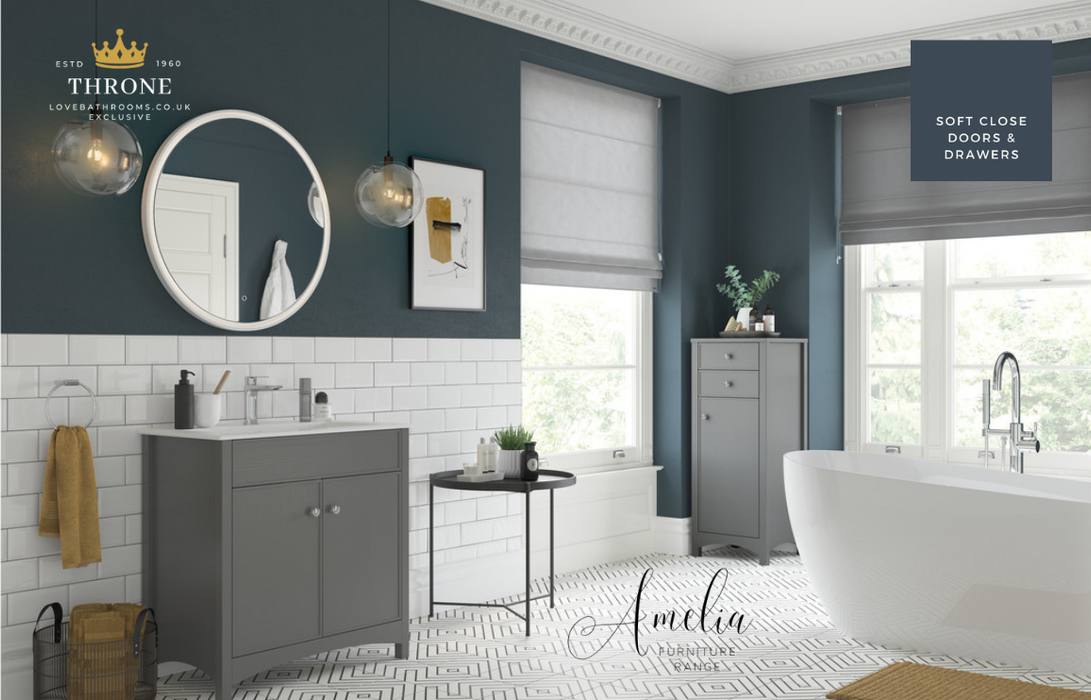 Throne - Amelia - Round Bathroom Mirror - Grey Ash