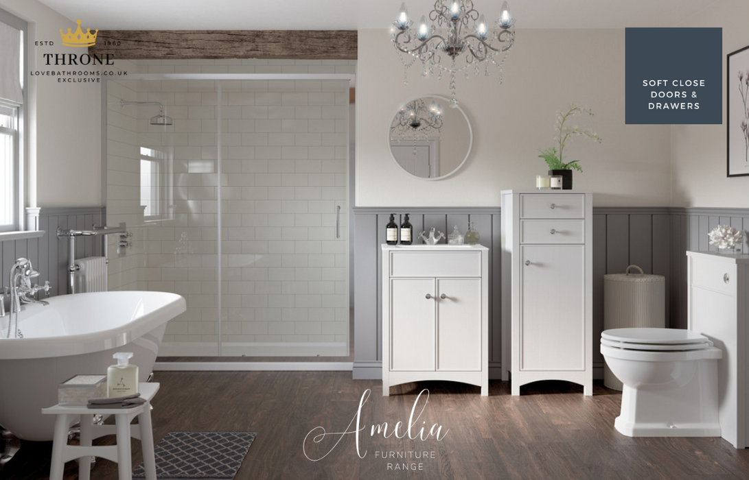 Throne - Amelia - Round Bathroom Mirror - Satin White Ash