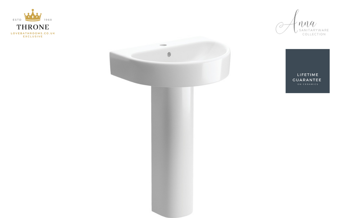 Throne - Anna - 555x430mm 1TH Basin & Full Pedestal