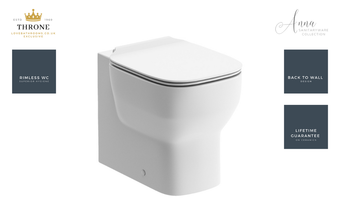 Throne - Anna - Back To Wall WC Toilet & Soft Close Seat