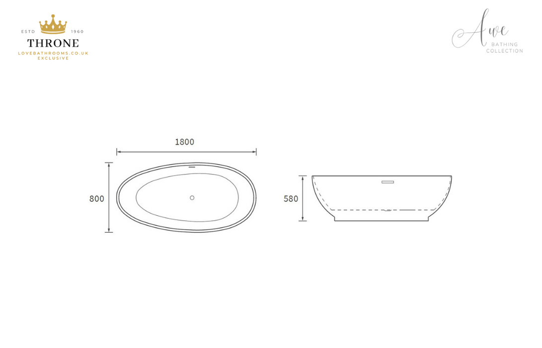 Throne - Awe - Freestanding Bath - 1800x800x580mm