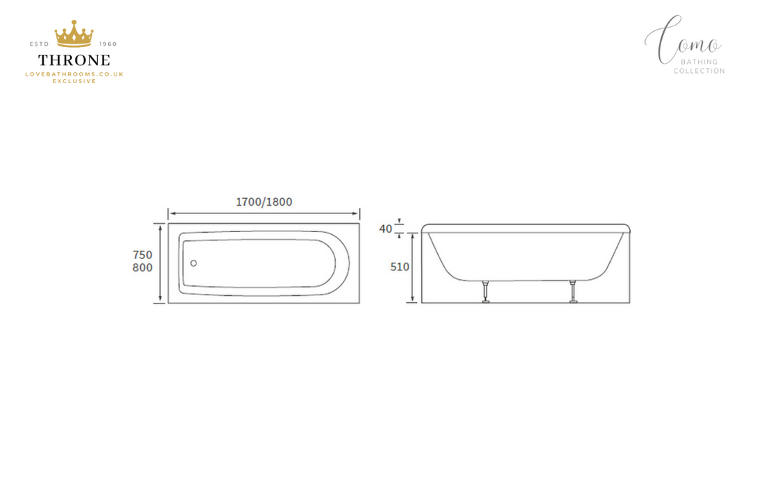 Throne - Como - Round Single Ended Bath - 1800x800x550mm