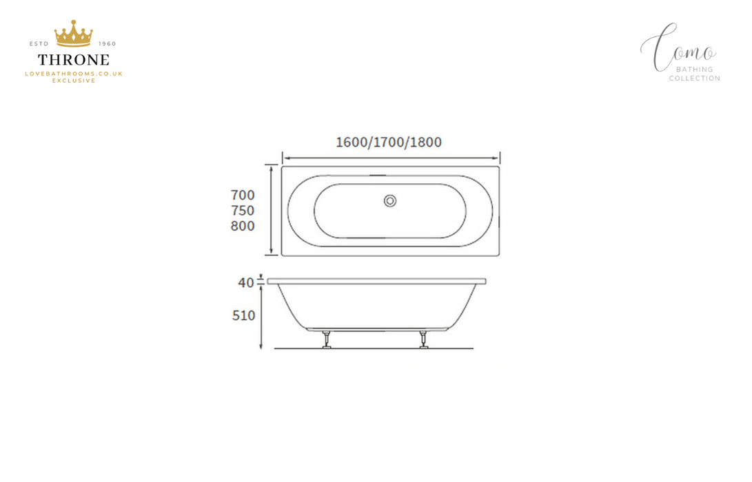 Throne - Como - Round Double Ended Supercast® Bath - 1700x750x550mm