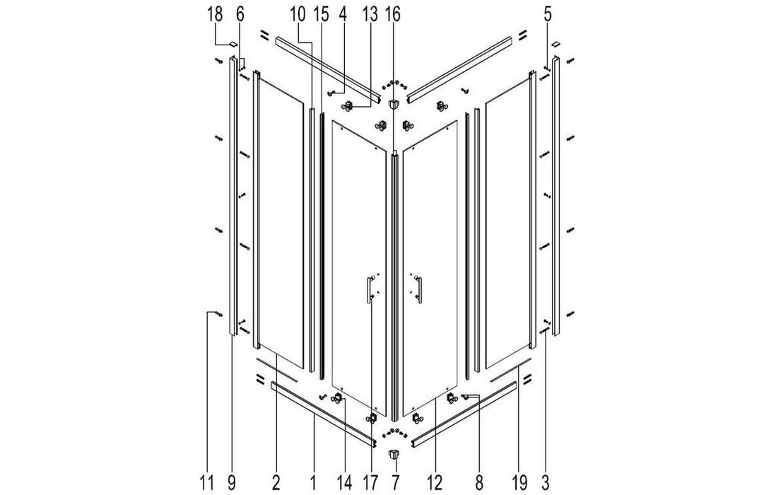 Clarity Showering - Kiss - 760mm Corner Entry Shower Cubicle - Chrome Frame