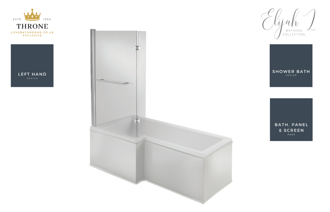 Throne - Elijah - L Shape Shower Bath Pack - 1700x850x560mm - Left Handed