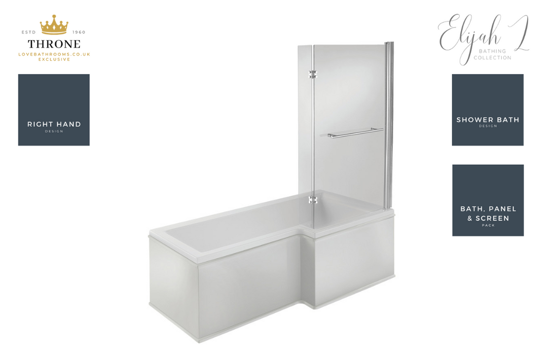 Throne - Elijah - L Shape Shower Bath Pack - 1500x850x560mm - Right Handed