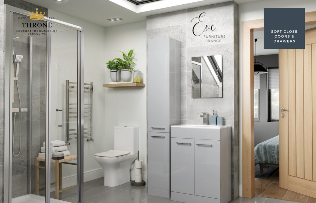 Throne - Eve - 500mm Floor Standing WC Unit - Grey Gloss