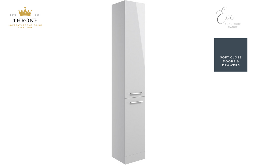 Throne - Eve - 350mm Floor Standing 2 Door Tall Unit - Grey Gloss