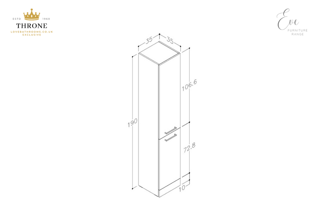 Throne - Eve - 350mm Floor Standing 2 Door Tall Unit - White Gloss