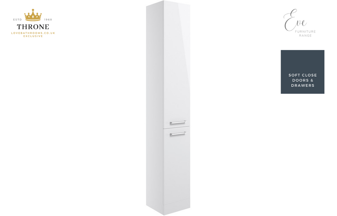 Throne - Eve - 350mm Floor Standing 2 Door Tall Unit - White Gloss