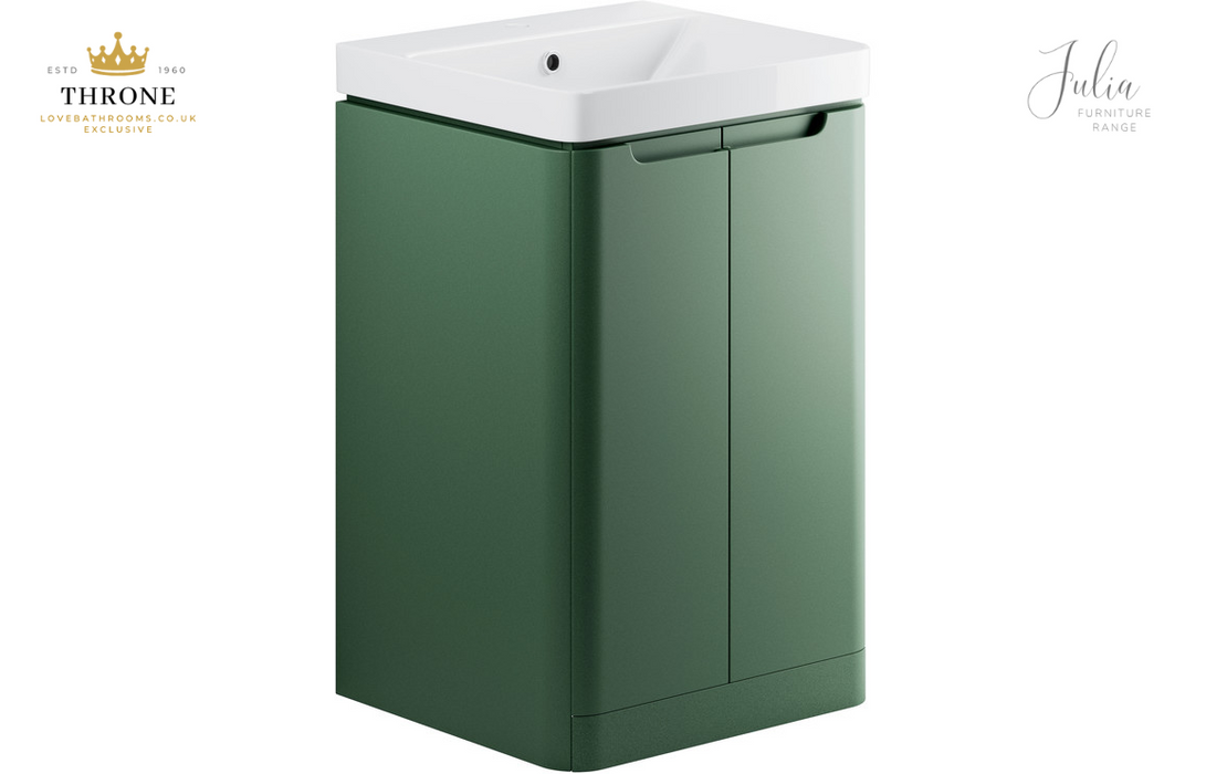 Throne - Julia - 500mm 2 Door Floor Standing Cloakroom Basin Unit - Matt Sage Green