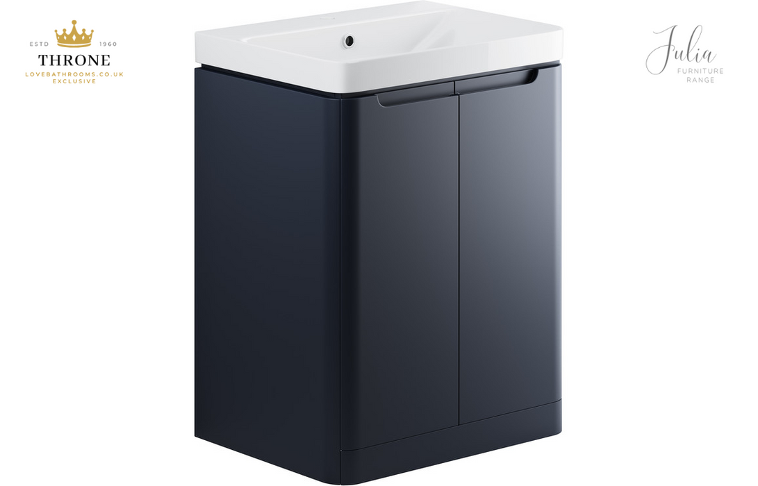 Throne - Julia - 600mm 2 Door Floor Standing Basin Unit - Matt Indigo