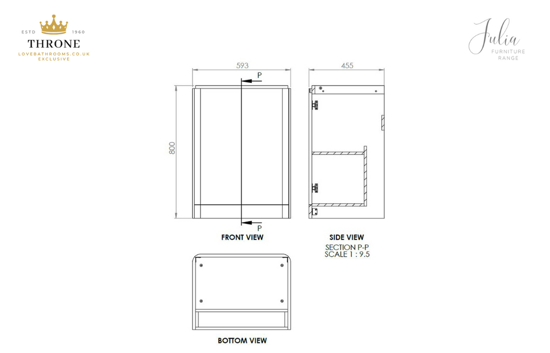 Throne - Julia - 600mm 2 Door Floor Standing Basin Unit - Matt Indigo