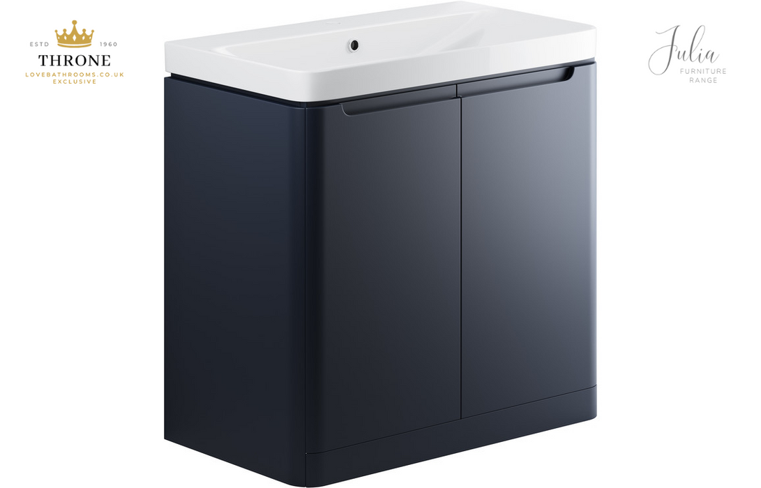 Throne - Julia - 800mm 2 Door Floor Standing Basin Unit - Matt Indigo