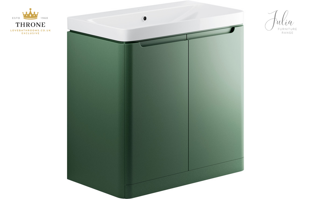 Throne - Julia - 800mm 2 Door Floor Standing Basin Unit - Matt Sage Green