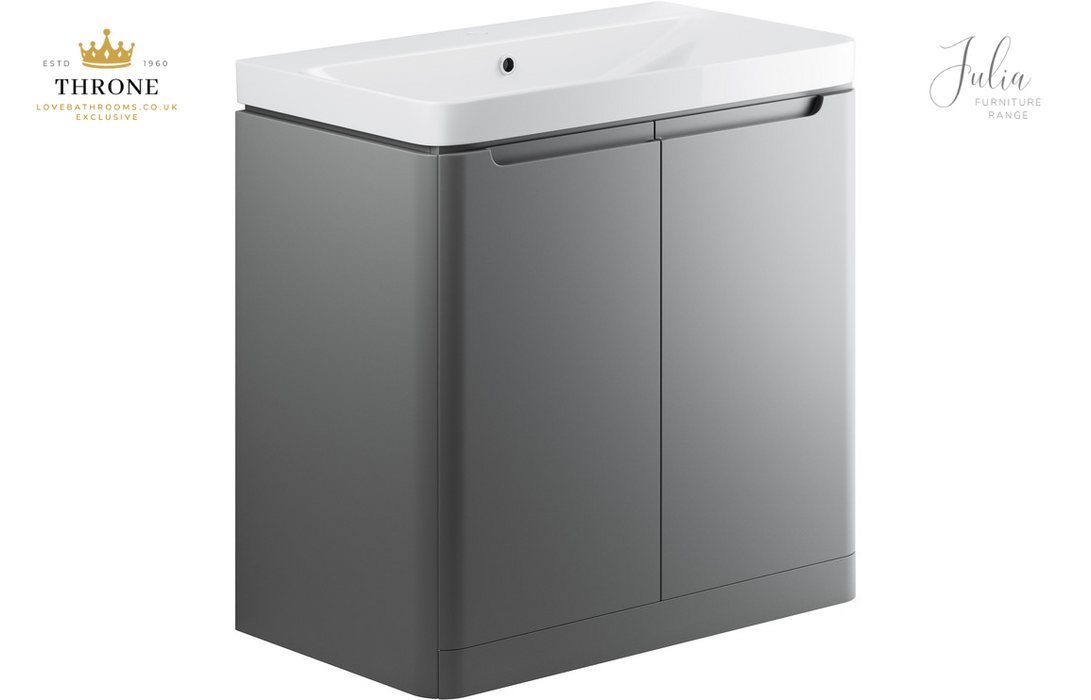 Throne - Julia - 800mm 2 Door Floor Standing Basin Unit - Matt Grey