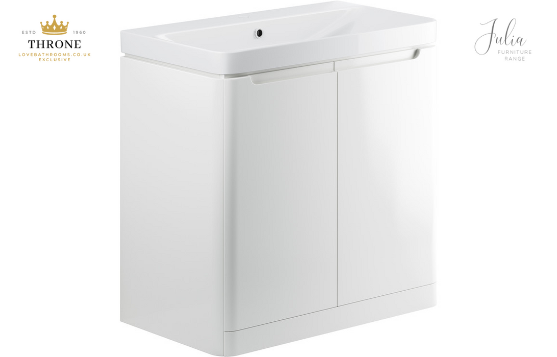 Throne - Julia - 800mm 2 Door Floor Standing Basin Unit - White Gloss