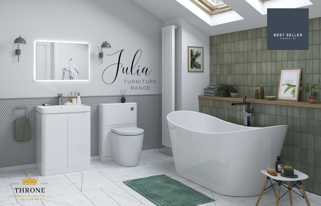 Throne - Julia - 500mm 2 Drawer Wall Hung Cloakroom Basin Unit - White Gloss