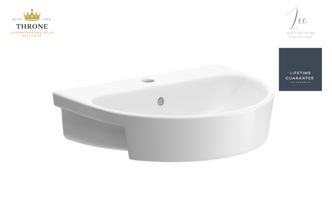 Throne - Leo - 555x435mm 1TH Semi Recessed Basin