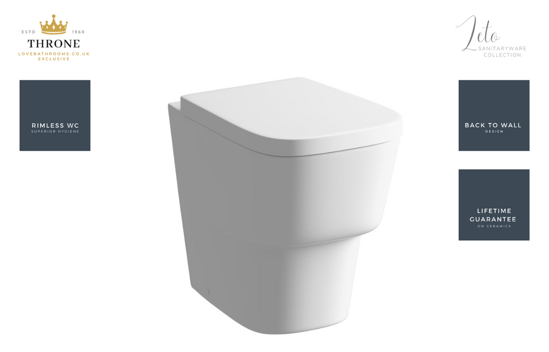 Throne - Leto - Back To Wall WC Toilet & Soft Close Seat