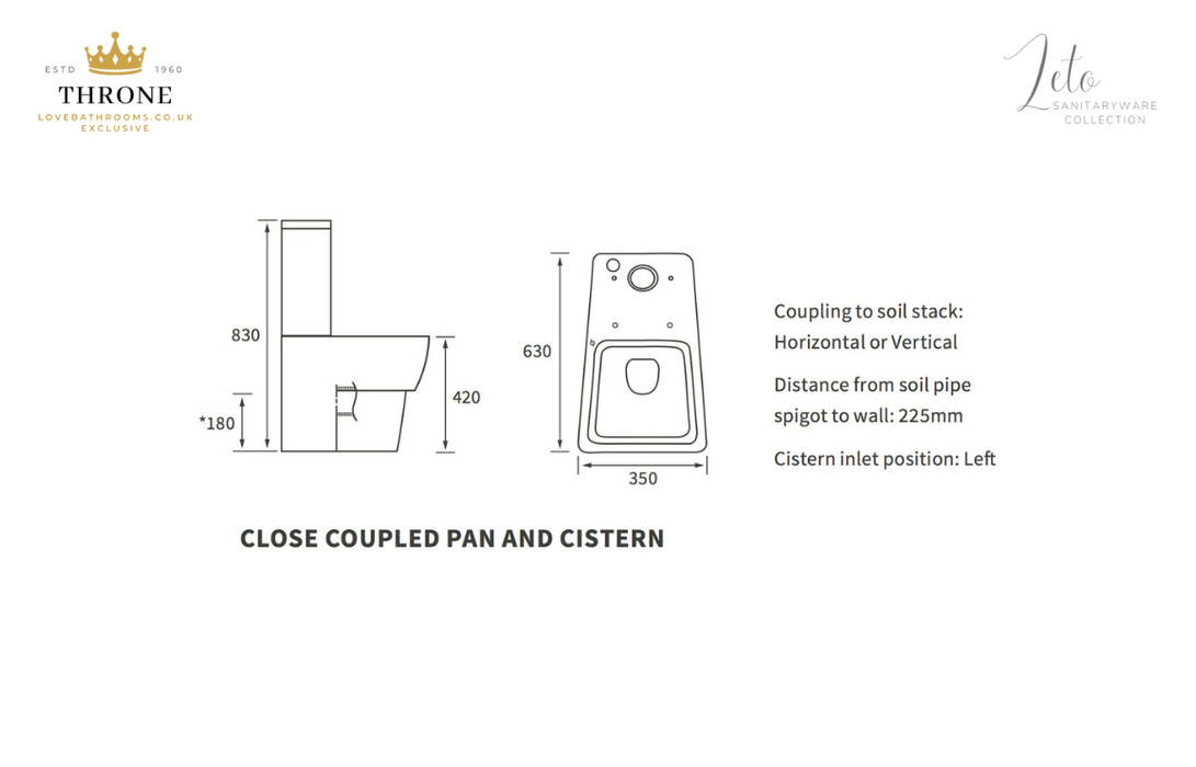 Throne - Leto - Close Coupled WC & Soft Close Seat