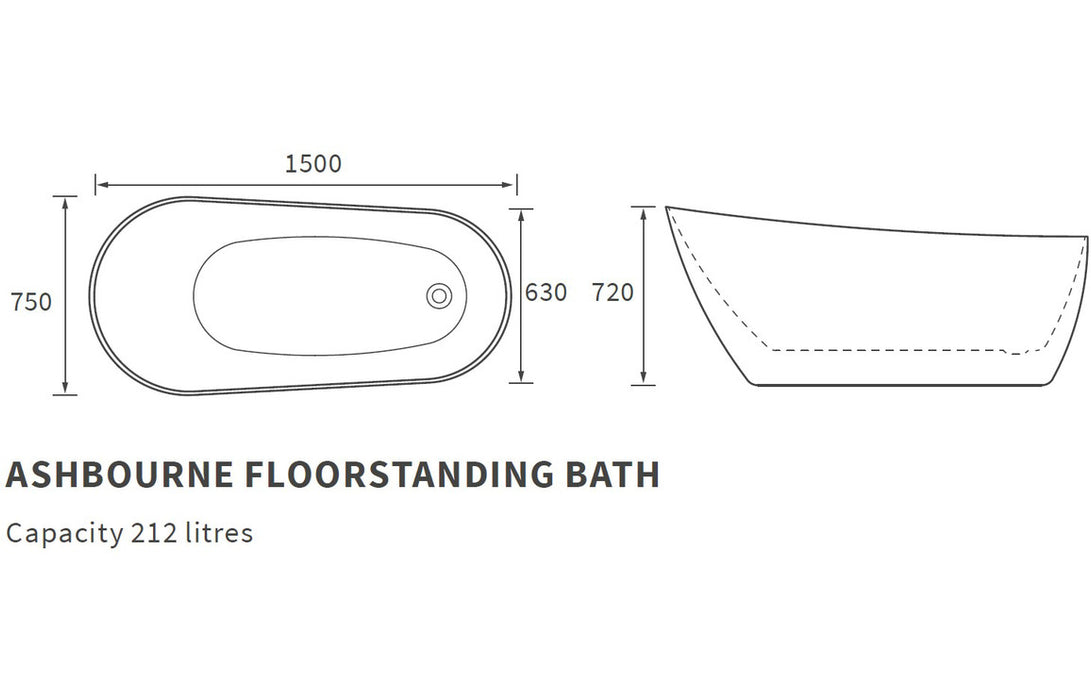 Throne - Pacific - Freestanding Slipper Bath - 1500x700x720mm